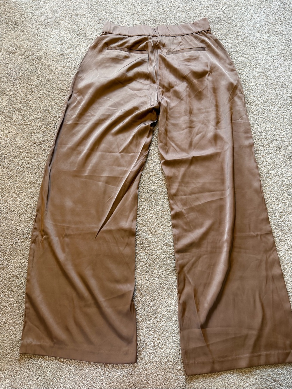 Abercrombie + Fitch Sloane Satin Wide Leg Pleated front Pants brown 31/12 NWT - Picture 2 of 3